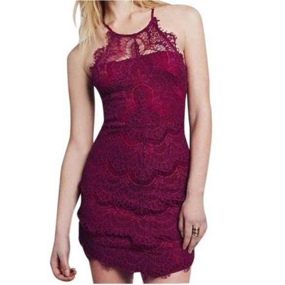 FREE PEOPLE INTIMATELY She’s got it slip dress burgundy lingerie inspired large - Picture 6 of 8